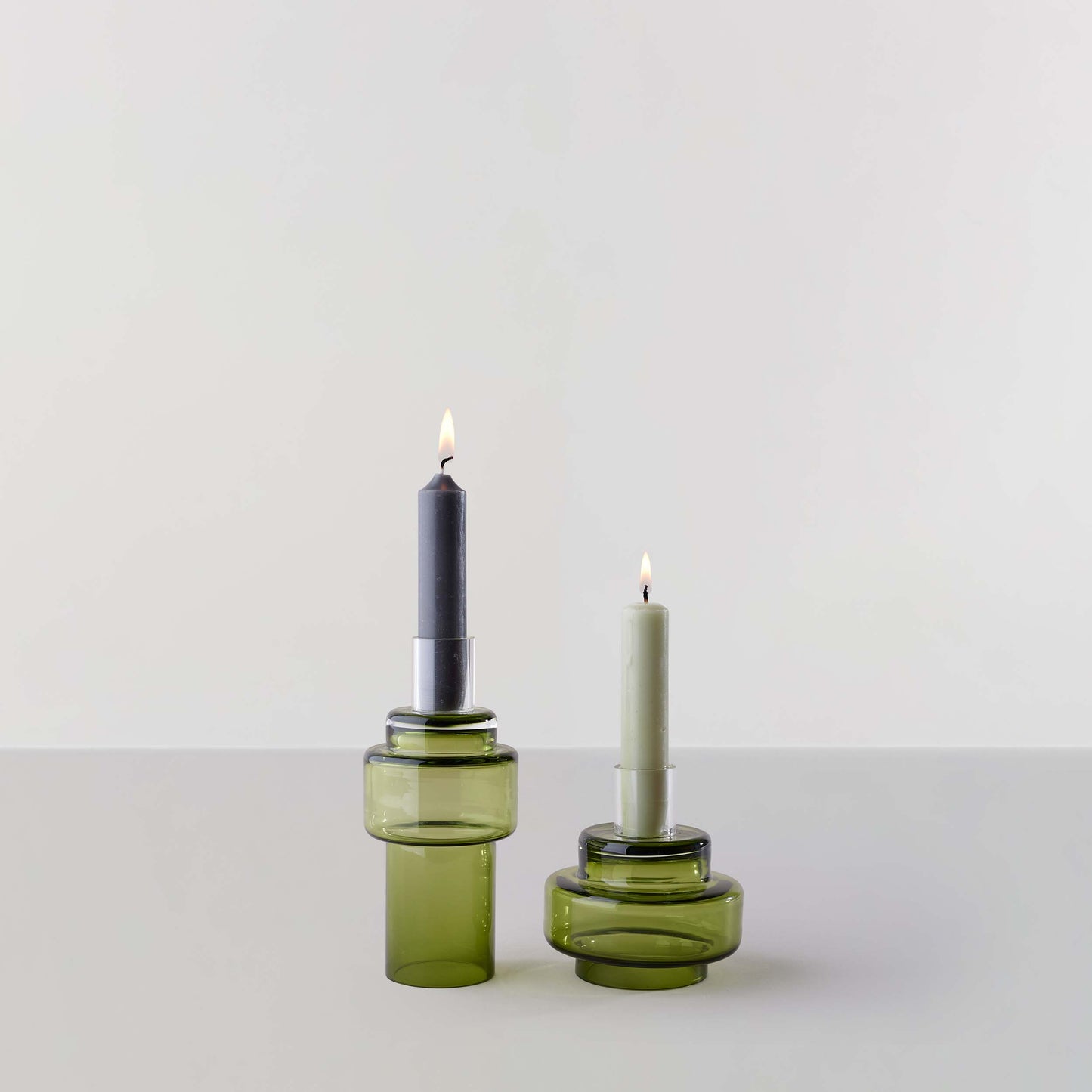 Glass Candlestick no. 55 - Moss green