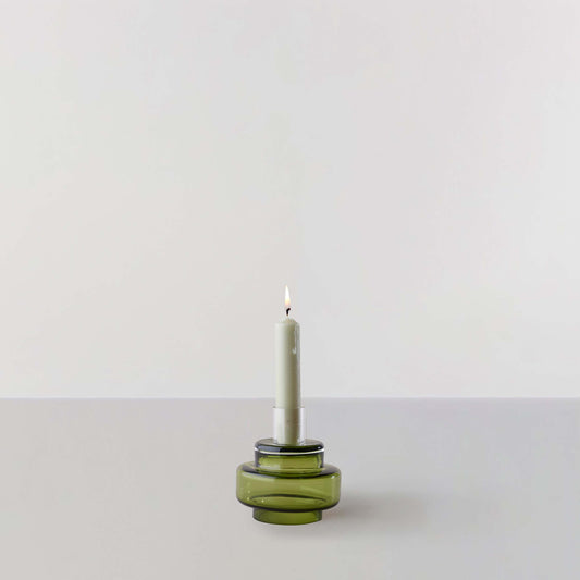 Glass Candlestick no. 54 - Moss green