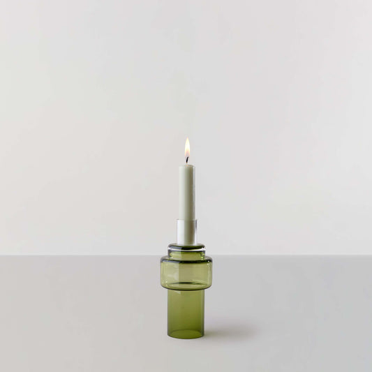 Glass Candlestick no. 55 - Moss green