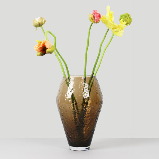 Crushed Glass Vase, Large - Sepia brown
