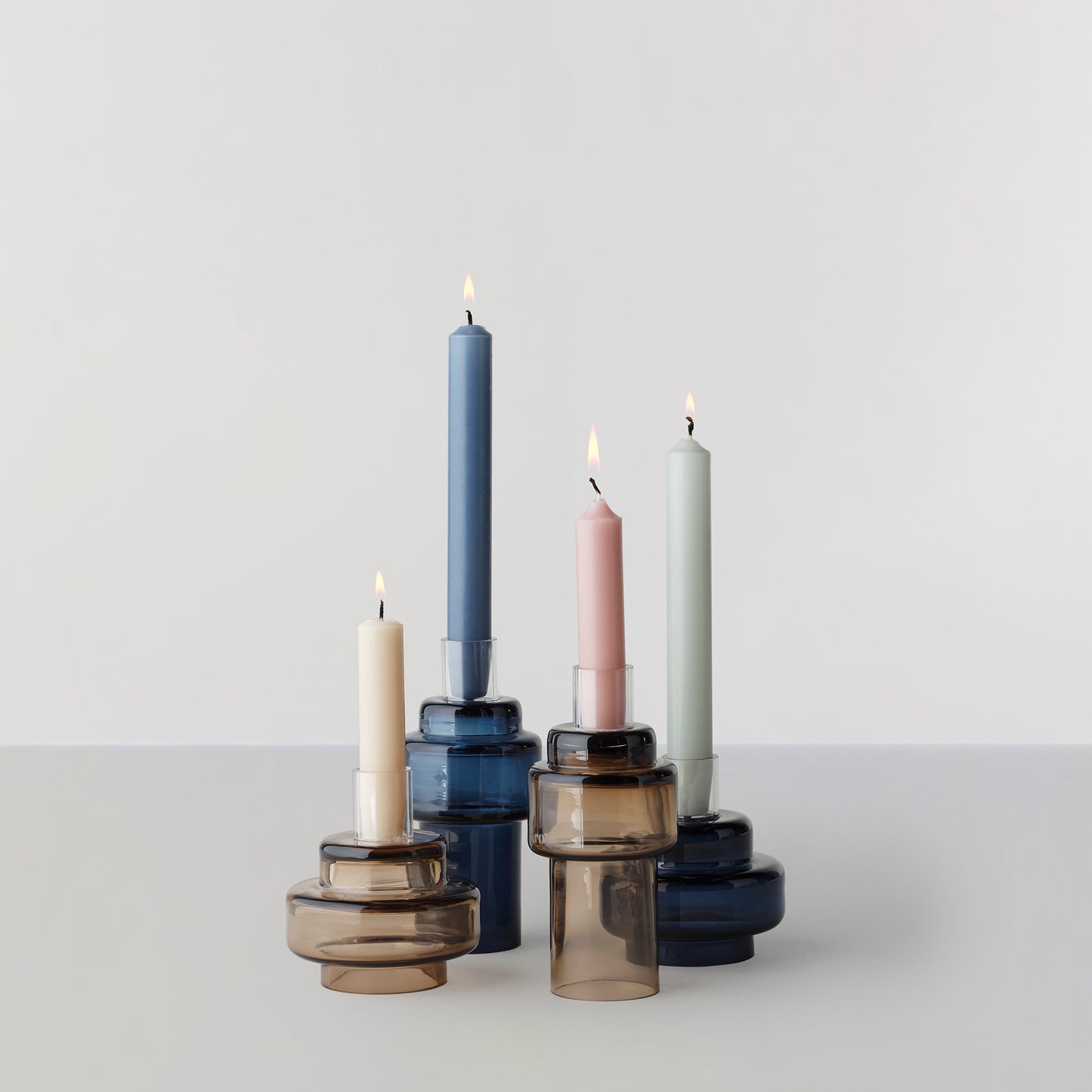 Glass Candlestick no. 55 - Indigo blue