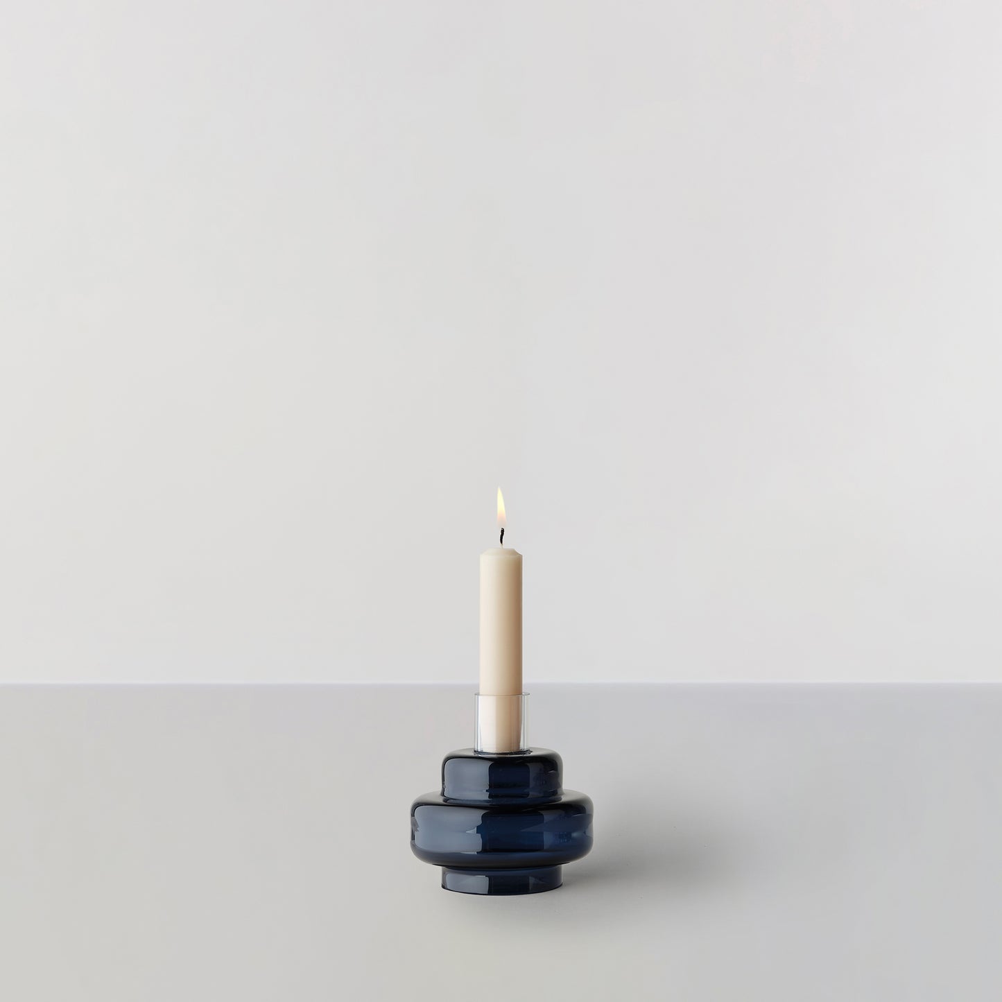 Glass Candlestick no. 54 - Indigo blue