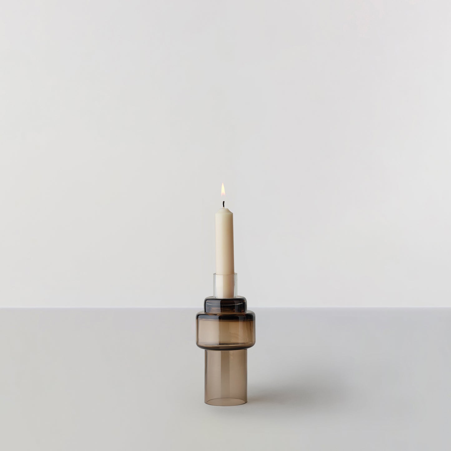 Glass Candlestick no. 55 - Sepia brown